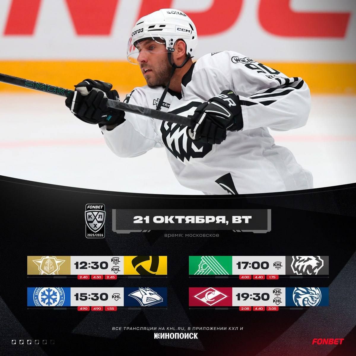 Preview Превью игрового дня Фонбет Чемпионата КХЛ 18 октября